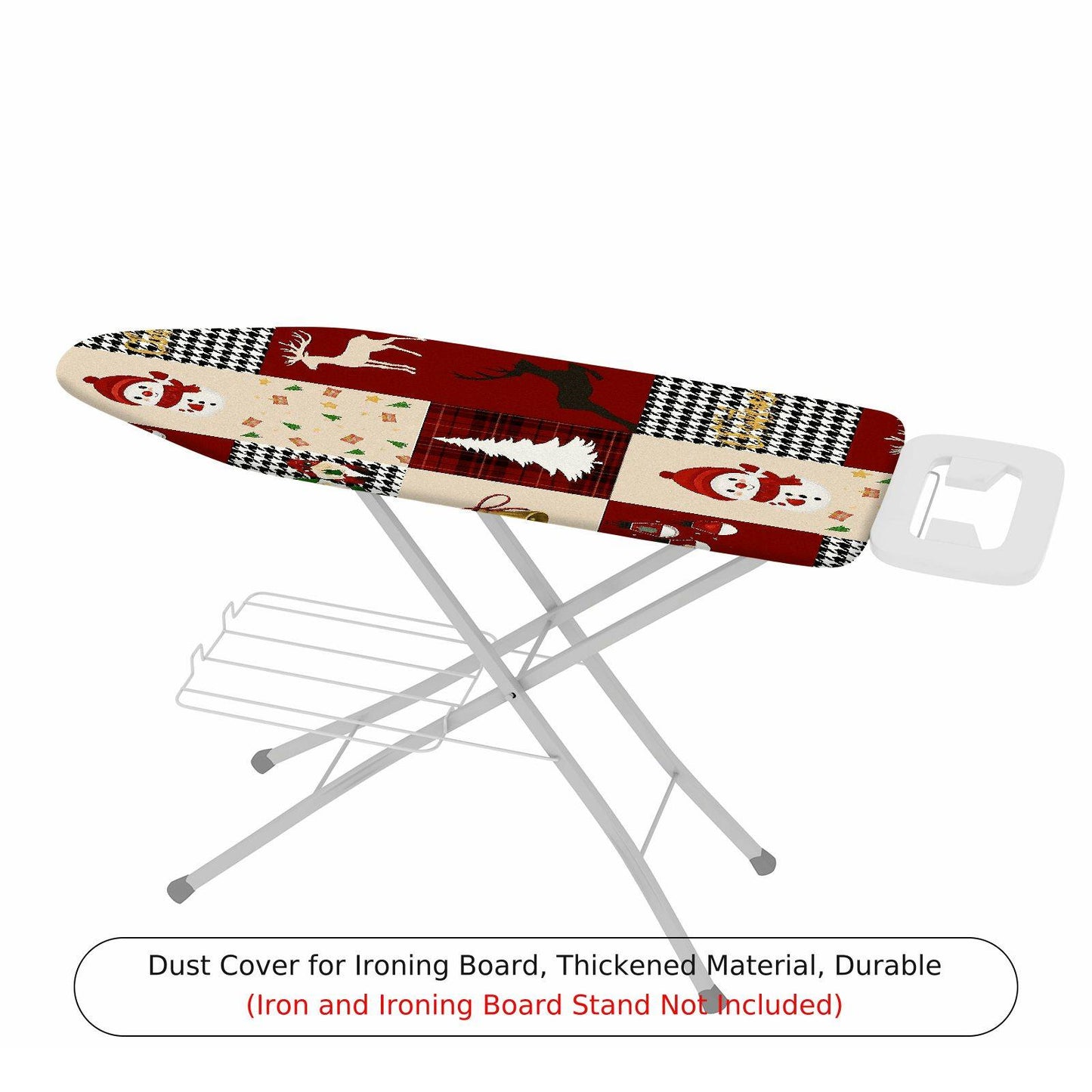 1-Piece Christmas Snowman Reindeer Plaid  Ironing Board Cover, Universal Size, Without Board