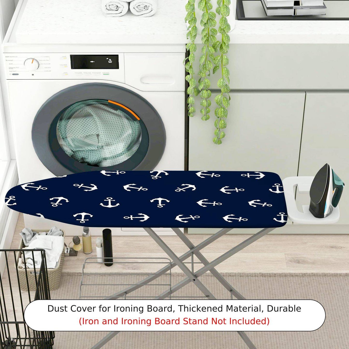 1-Piece Anchor Pattern Nautical Design Dark Blue  Ironing Board Cover, Universal Size, Without Board