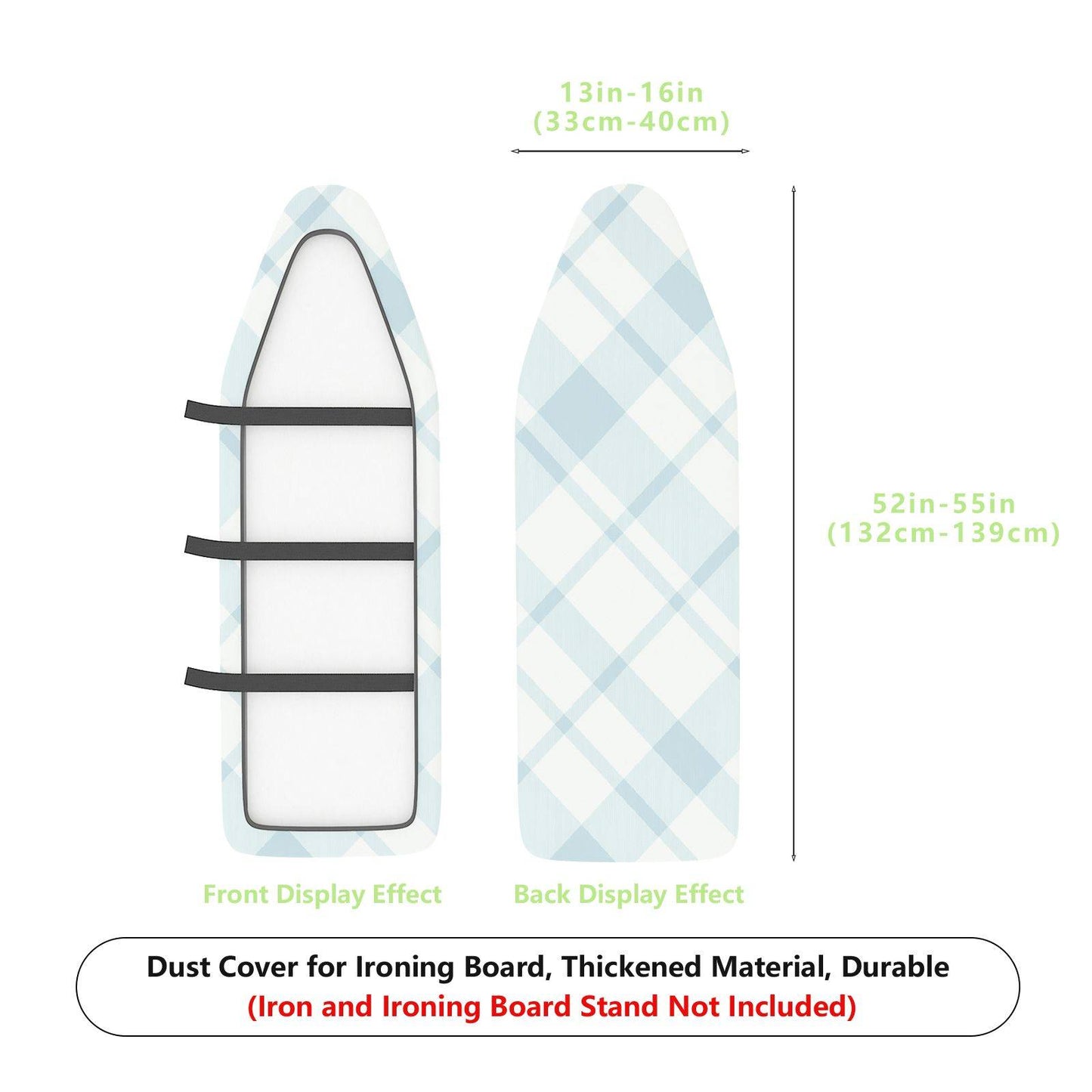 1-Piece Diamond Checkered Blue Plaid Minimalist  Ironing Board Cover, Universal Size, Without Board