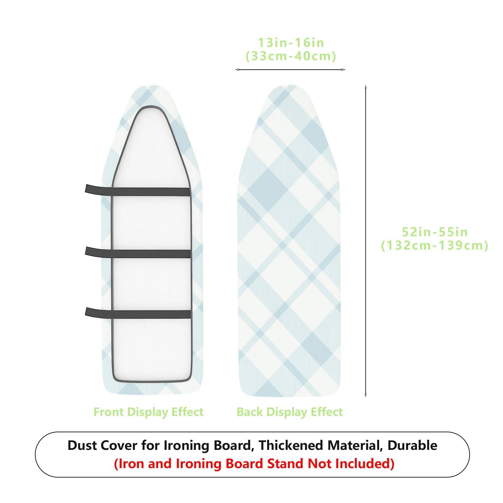 1-Piece Diamond Checkered Blue Plaid Minimalist  Ironing Board Cover, Universal Size, Without Board