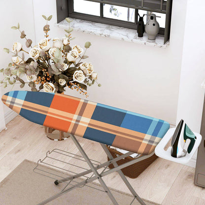 1-Piece Plaid Blue Orange  Ironing Board Cover, Universal Size, Without Board