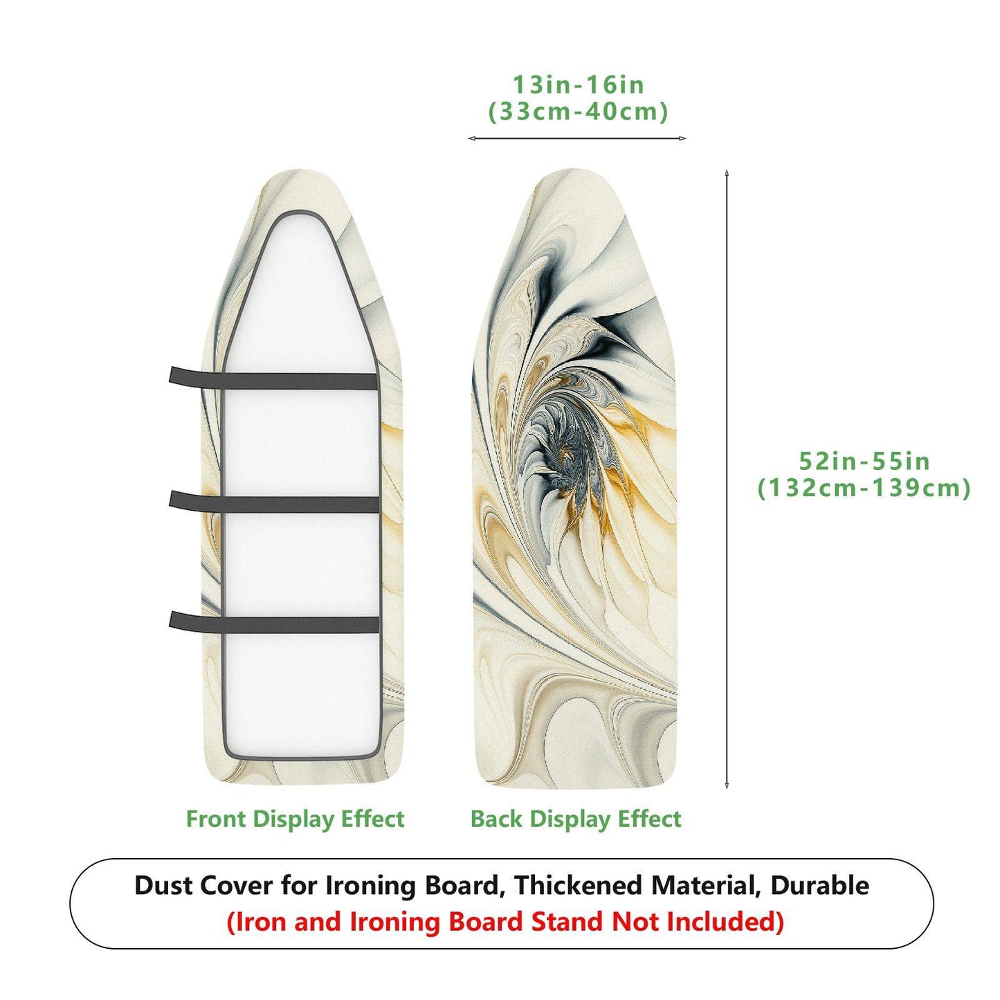 1-Piece Abstract Swirl Pattern Beige Black  Ironing Board Cover, Universal Size, Without Board