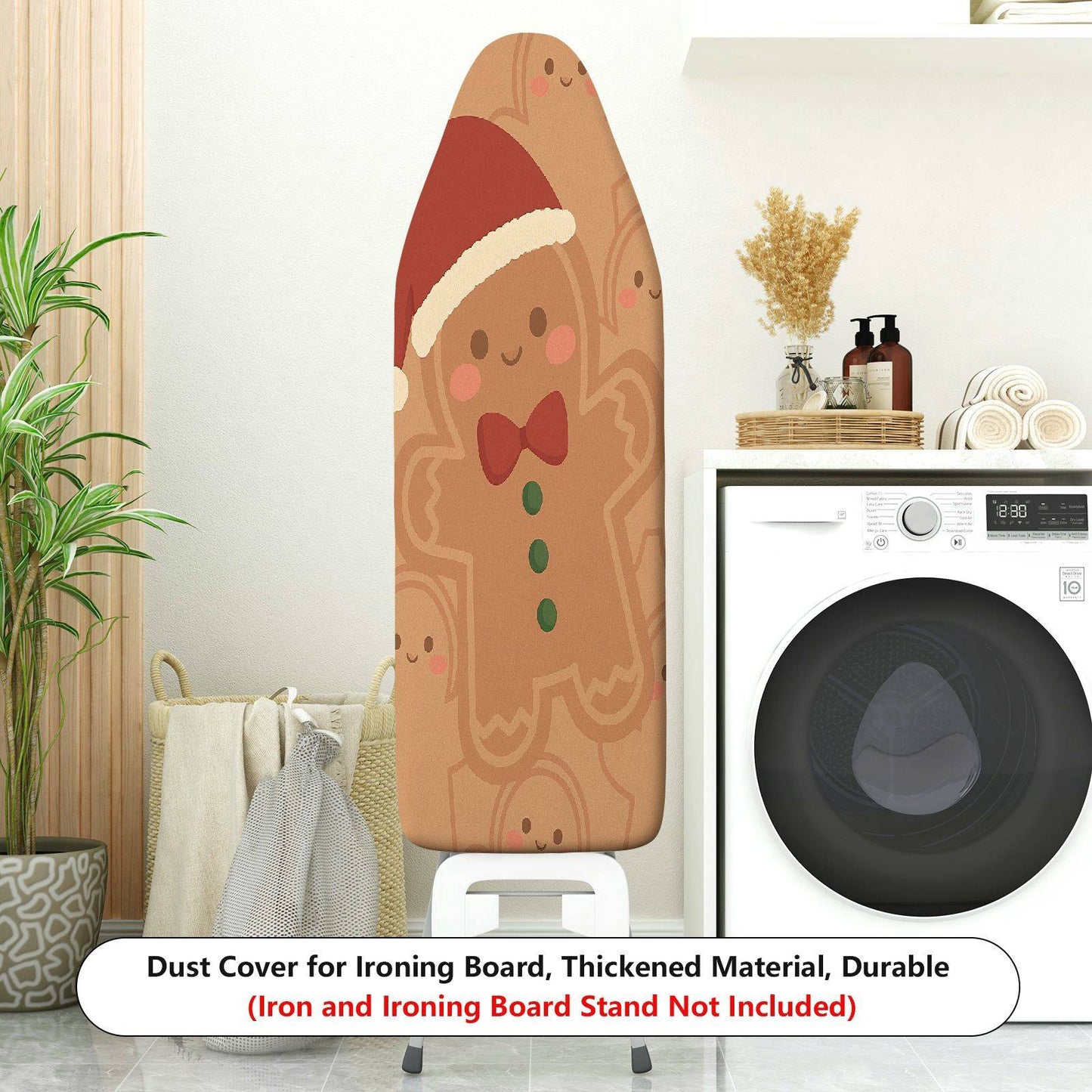 1-Piece Christmas Gingerbread Santa Claus  Ironing Board Cover, Universal Size, Without Board