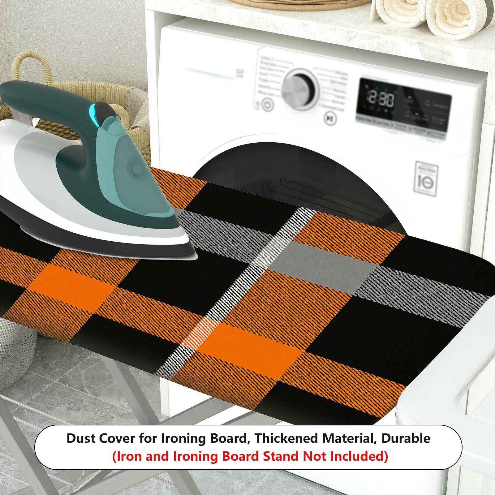1-Piece Plaid Orange Black Grey  Ironing Board Cover, Universal Size, Without Board