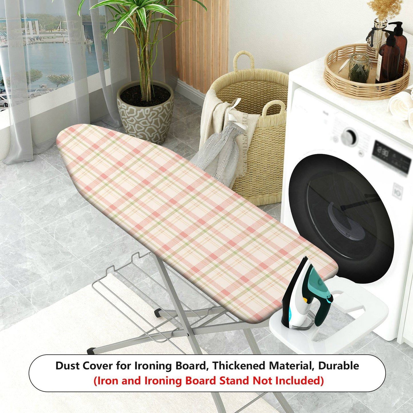 1-Piece Checkered Plaid Pattern Pastel Colors  Ironing Board Cover, Universal Size, Without Board