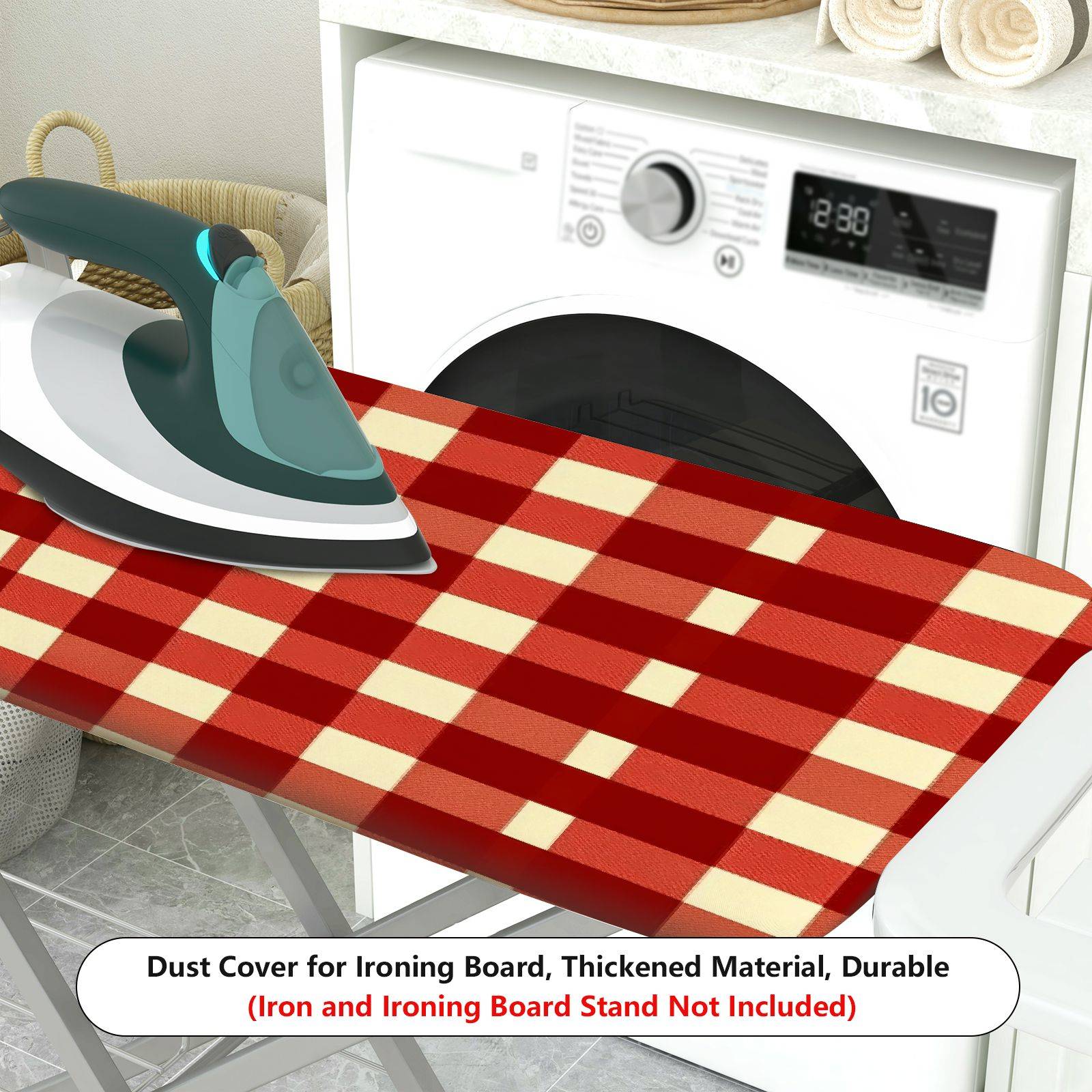 1-Piece Red Plaid Pattern Checkered  Ironing Board Cover, Universal Size, Without Board