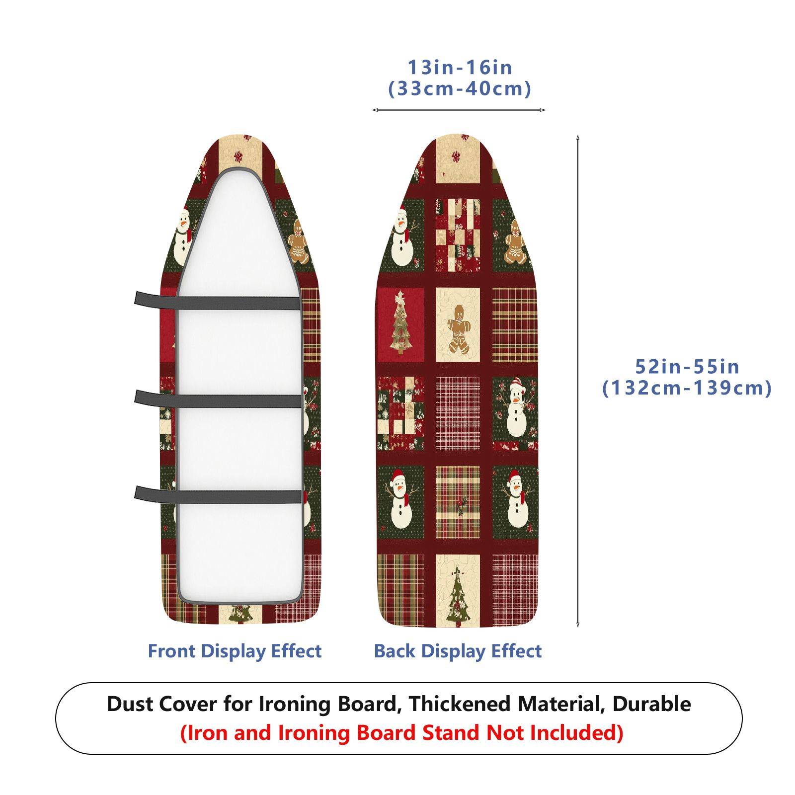 1-Piece Christmas Snowman Gingerbread  Ironing Board Cover, Universal Size, Without Board
