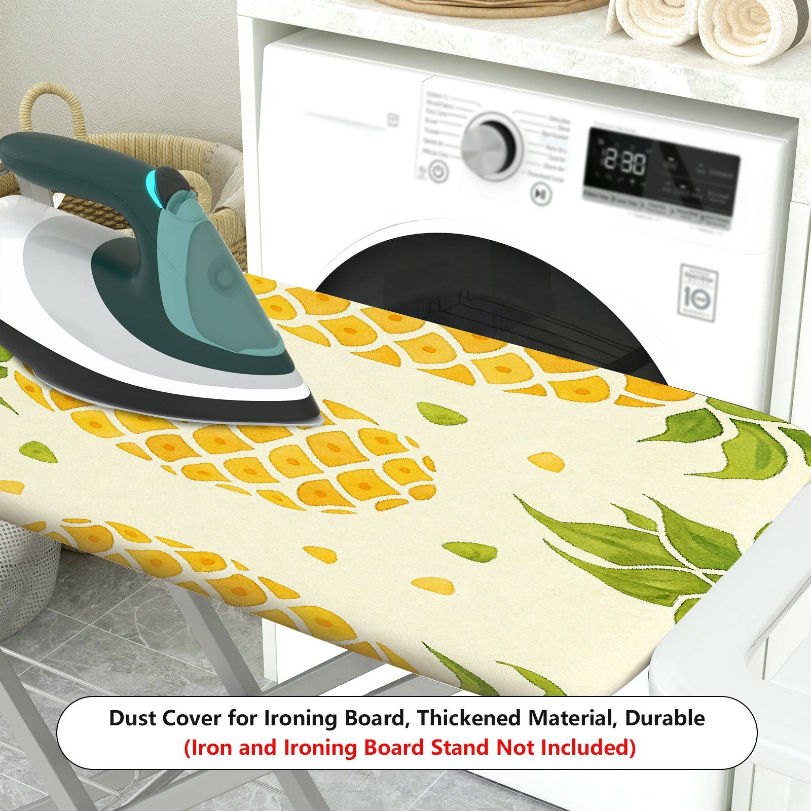 1-Piece Pineapple Pattern Yellow Green Fruit Theme  Ironing Board Cover, Universal Size, Without Board