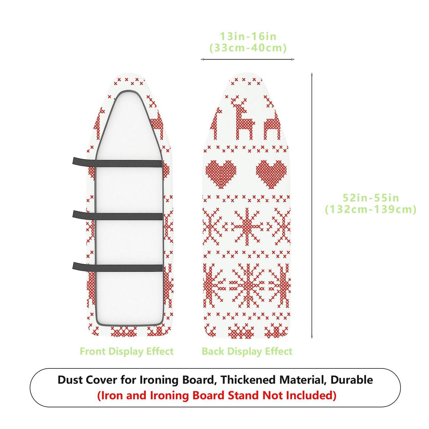 1-Piece Christmas Nordic Deer Heart  Ironing Board Cover, Universal Size, Without Board