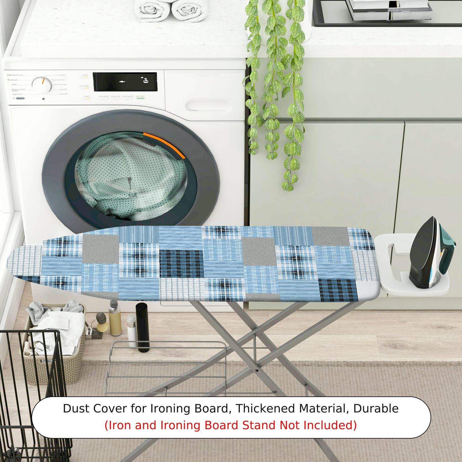 1-Piece Blue Plaid Checkered Pattern  Ironing Board Cover, Universal Size, Without Board