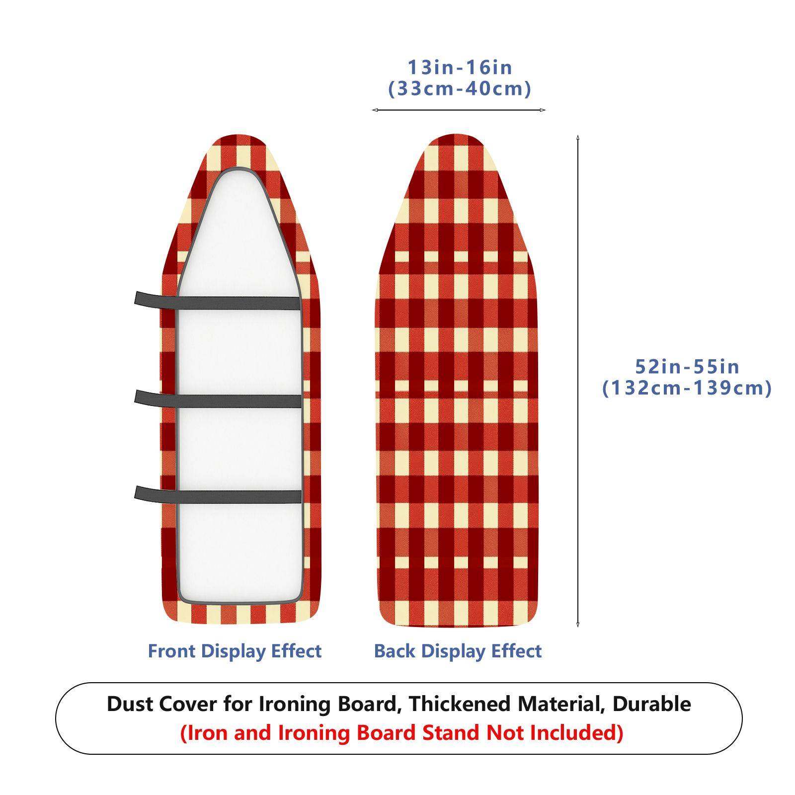 1-Piece Red Plaid Pattern Checkered  Ironing Board Cover, Universal Size, Without Board