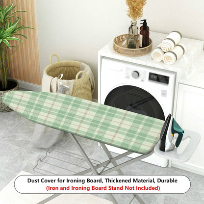 1-Piece Plaid Green Beige  Ironing Board Cover, Universal Size, Without Board