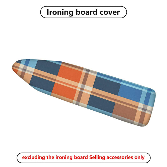 1-Piece Plaid Blue Orange  Ironing Board Cover, Universal Size, Without Board