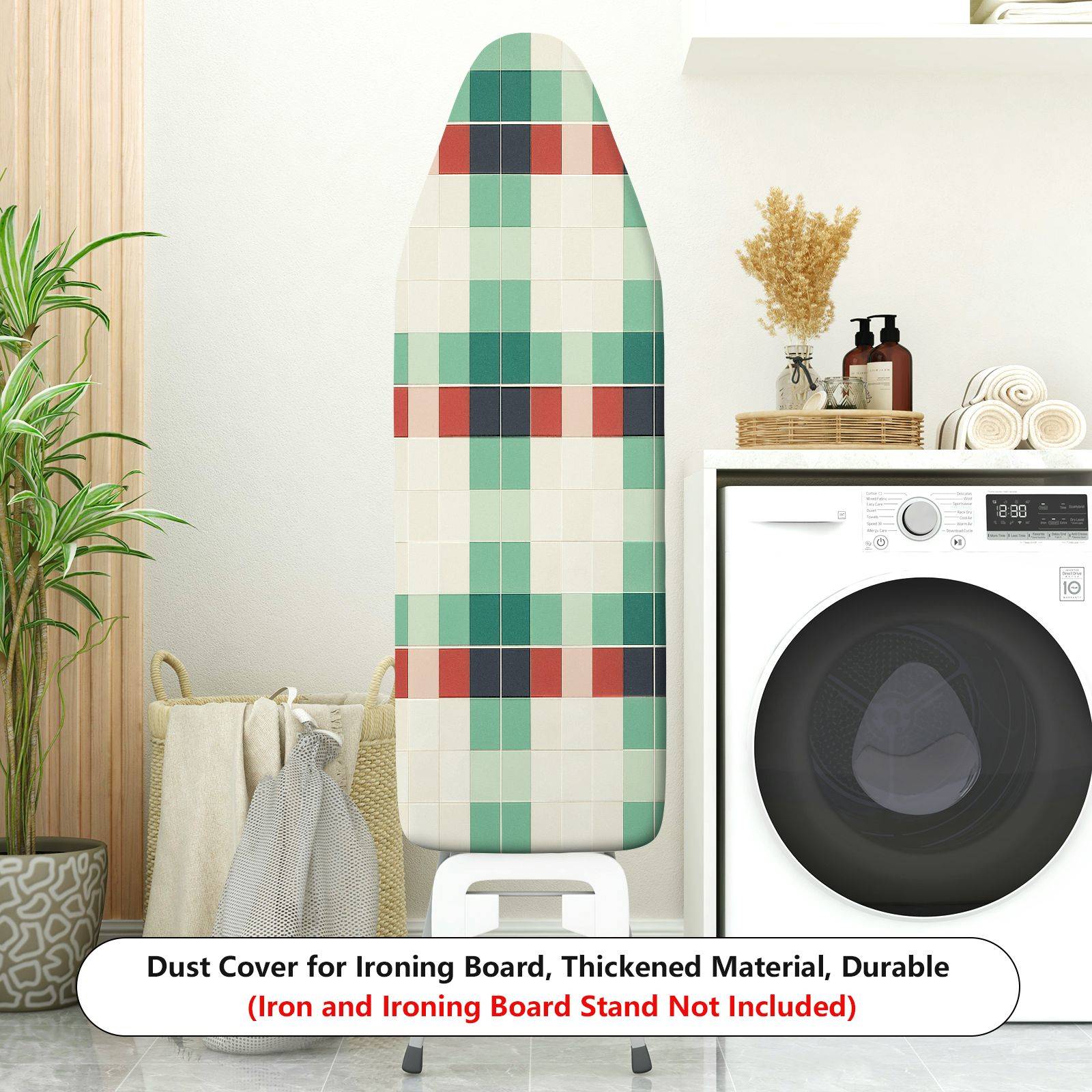 1-Piece Checkered Pattern Christmas Holiday Laundry theme  Ironing Board Cover, Universal Size, Without Board