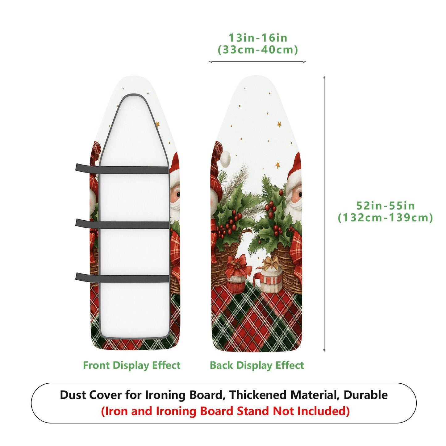 1-Piece Christmas Santa Snowman  Ironing Board Cover, Universal Size, Without Board