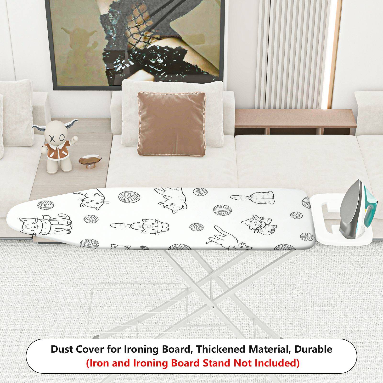 1-Piece Cat Yarn Fun  Ironing Board Cover, Universal Size, Without Board