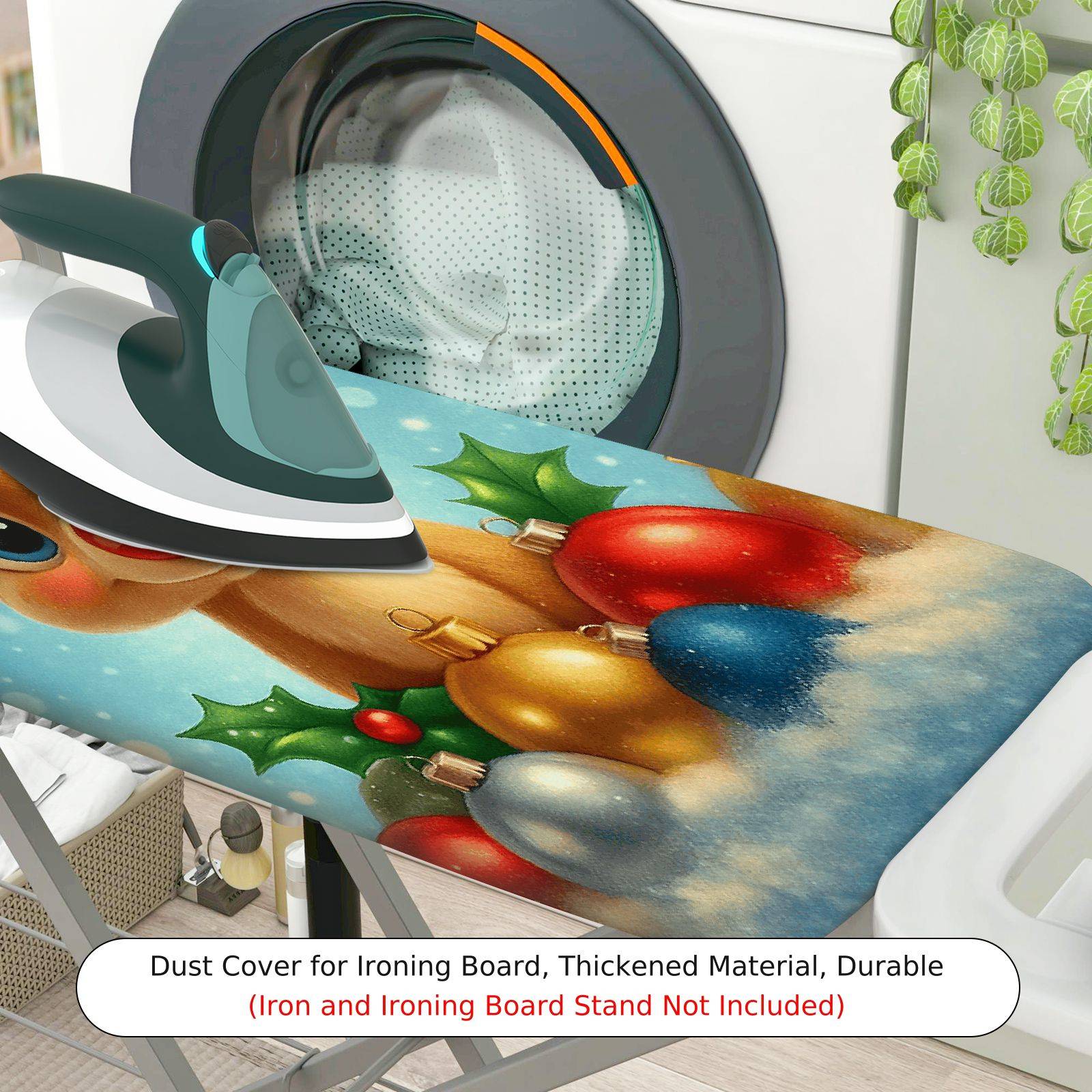 1-Piece Reindeer Christmas Snowflakes  Ironing Board Cover, Universal Size, Without Board