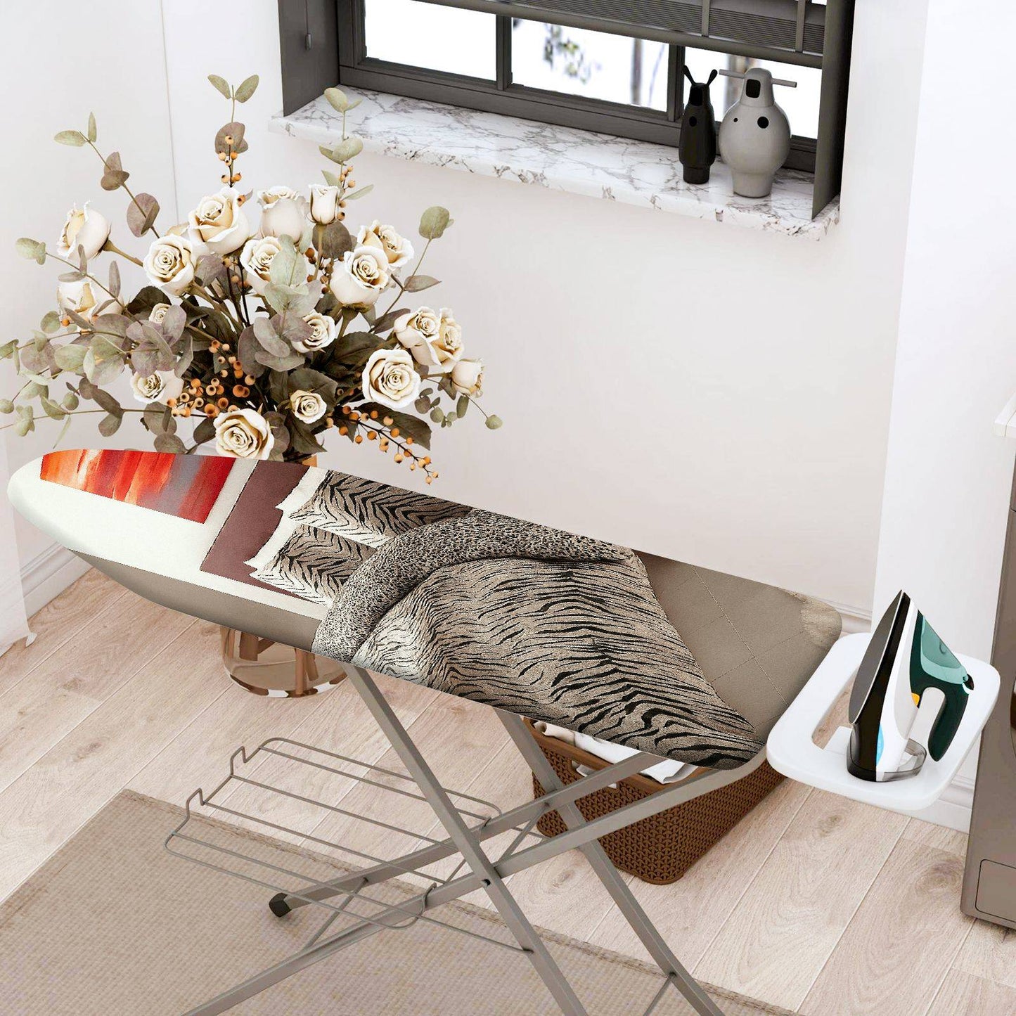 1-Piece Zebra Striped Pattern Animal Print Decorative  Ironing Board Cover, Universal Size, Without Board