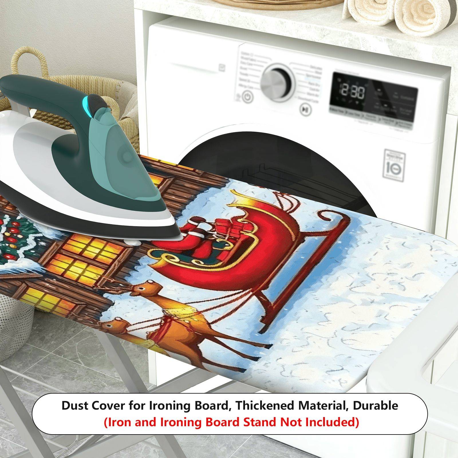 1-Piece Christmas Tree Santa Moon  Ironing Board Cover, Universal Size, Without Board