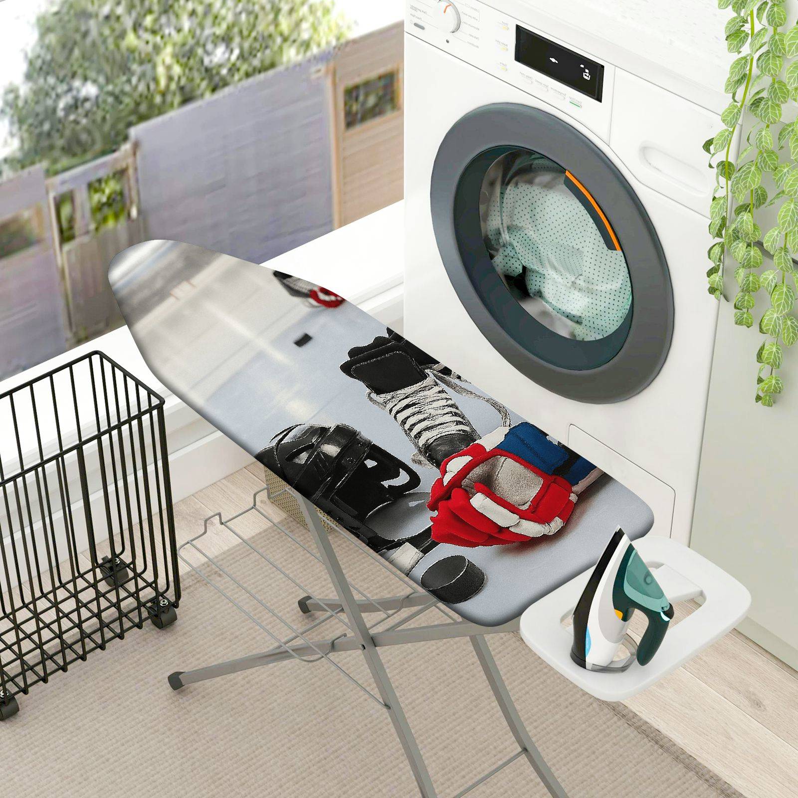 1-Piece Hockey Pattern Sports Equipment Fun  Ironing Board Cover, Universal Size, Without Board