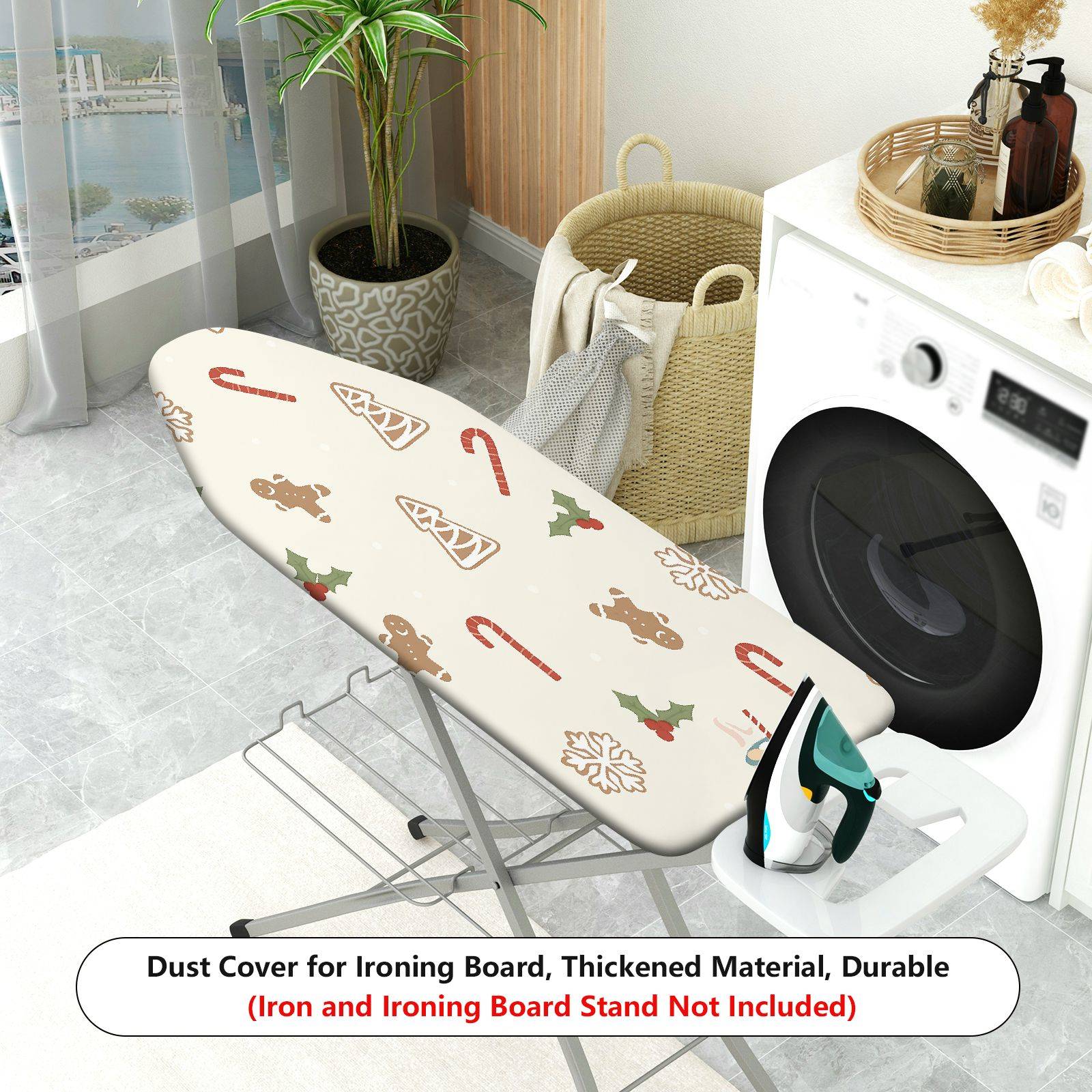 1-Piece Christmas Candy Gingerbread  Ironing Board Cover, Universal Size, Without Board
