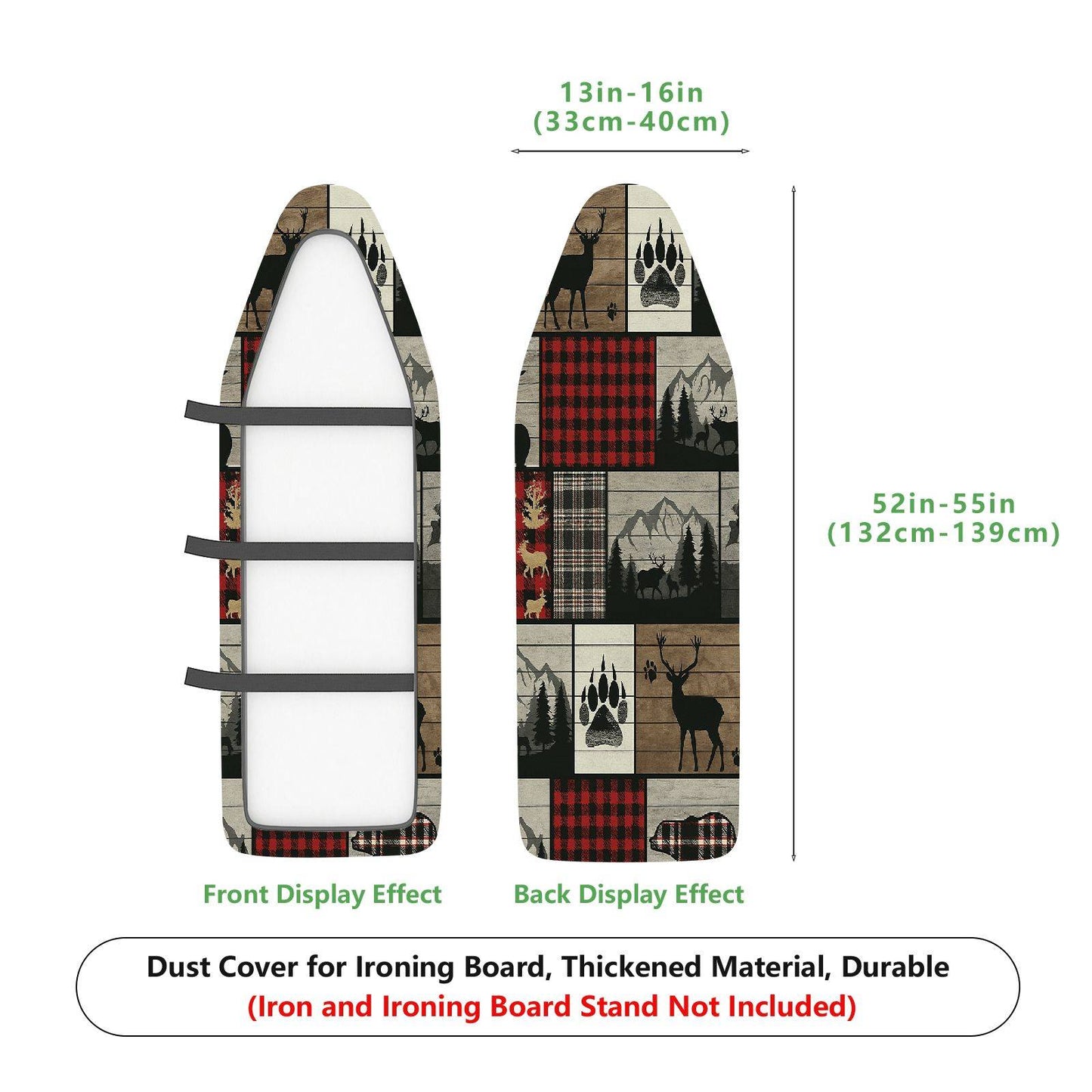 1-Piece Plaid Deer Pattern Patchwork  Ironing Board Cover, Universal Size, Without Board
