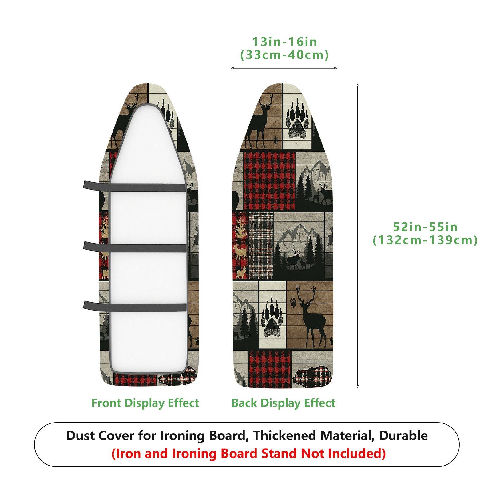 1-Piece Plaid Deer Pattern Patchwork  Ironing Board Cover, Universal Size, Without Board