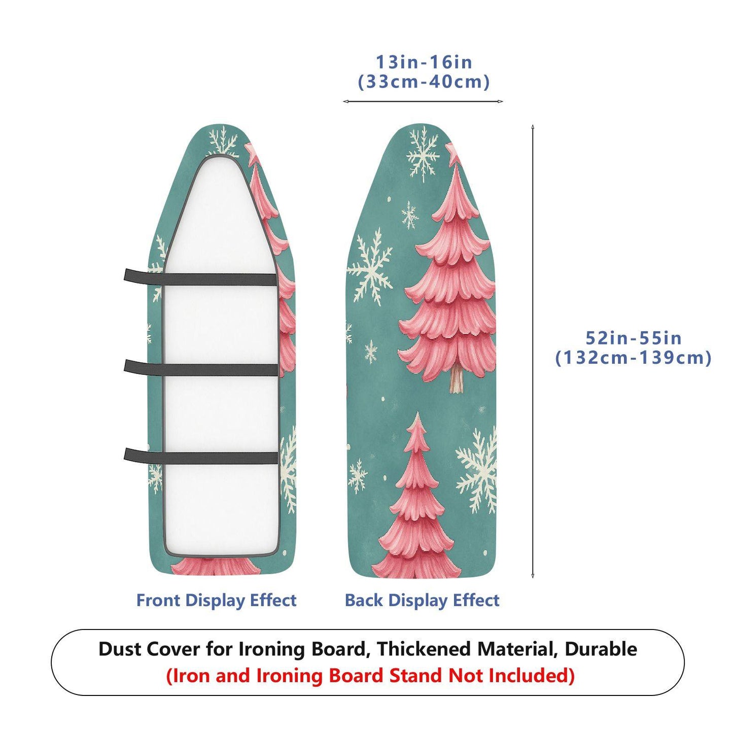 1-Piece Christmas Snowflakes Pink Trees  Ironing Board Cover, Universal Size, Without Board