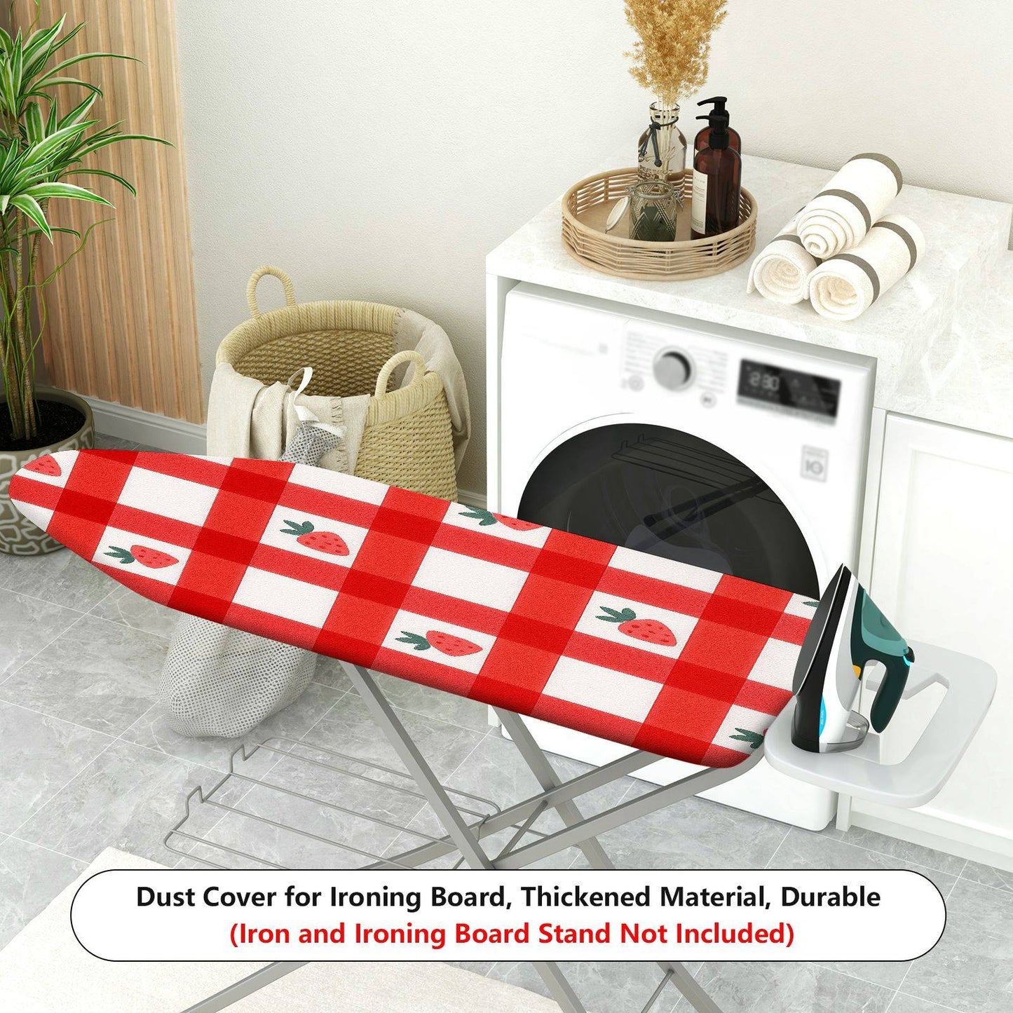 1-Piece Strawberry Plaid Red  Ironing Board Cover, Universal Size, Without Board