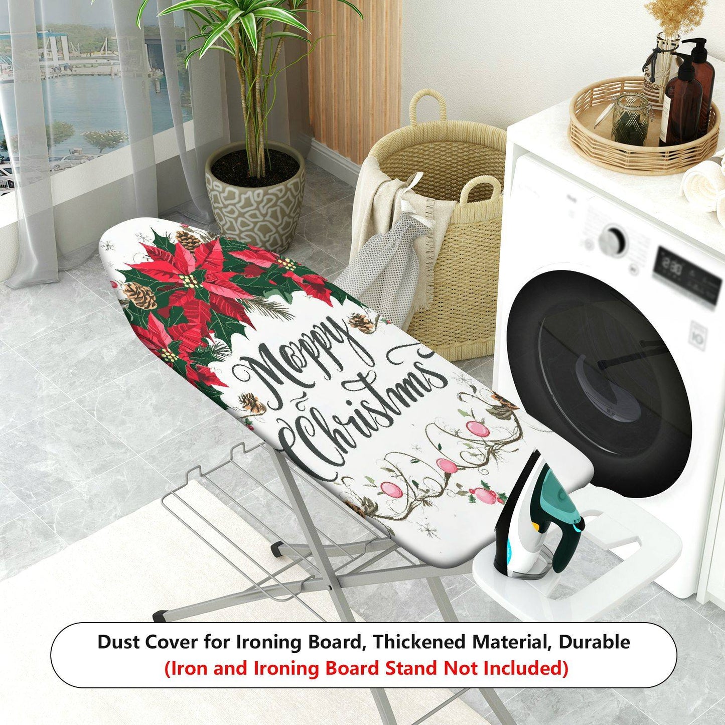 1-Piece Christmas Decoration Floral Happy Holidays  Ironing Board Cover, Universal Size, Without Board