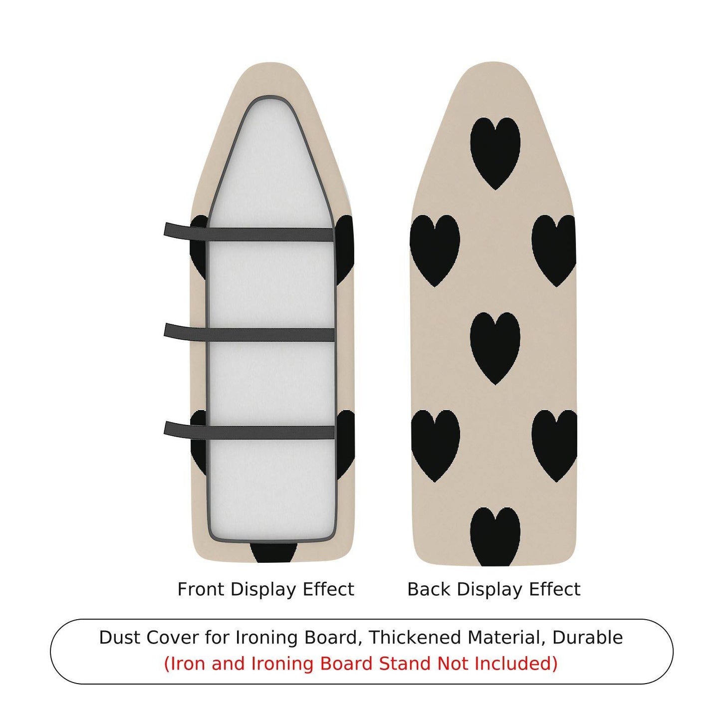 1-Piece Heart Pattern Black Beige  Ironing Board Cover, Universal Size, Without Board