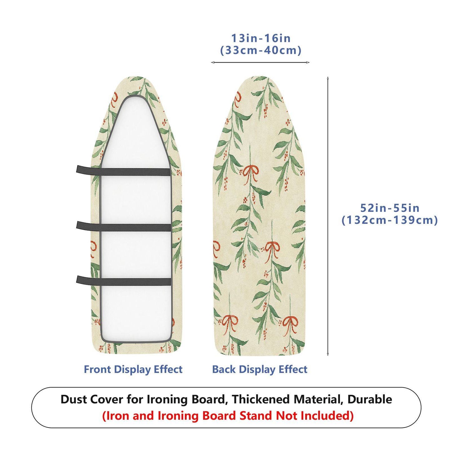 1-Piece Christmas Leaf Bowknot Pattern  Ironing Board Cover, Universal Size, Without Board