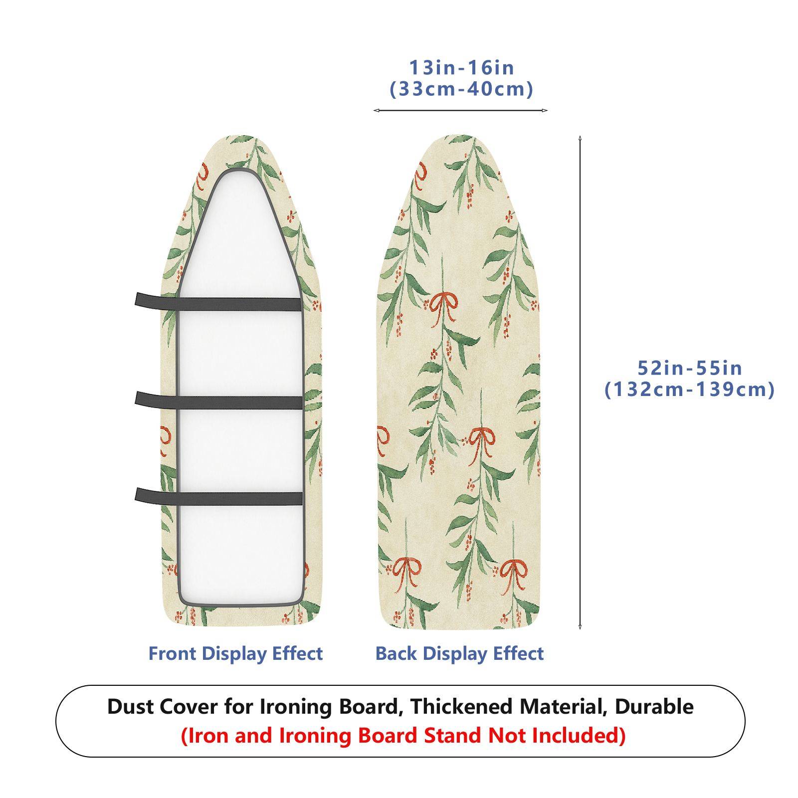 1-Piece Christmas Leaf Bowknot Pattern  Ironing Board Cover, Universal Size, Without Board