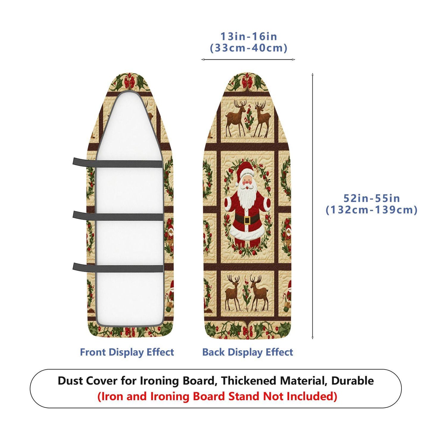 1-Piece Christmas Santa Reindeer  Ironing Board Cover, Universal Size, Without Board