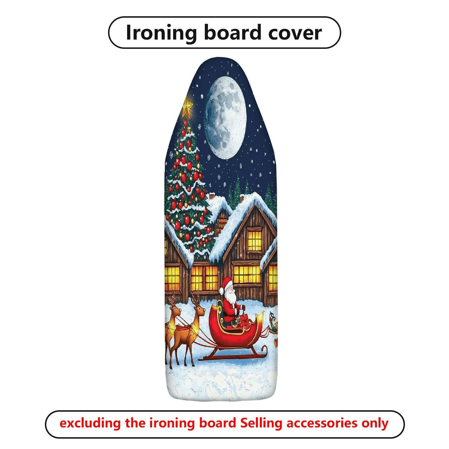 1-Piece Christmas Tree Santa Moon  Ironing Board Cover, Universal Size, Without Board