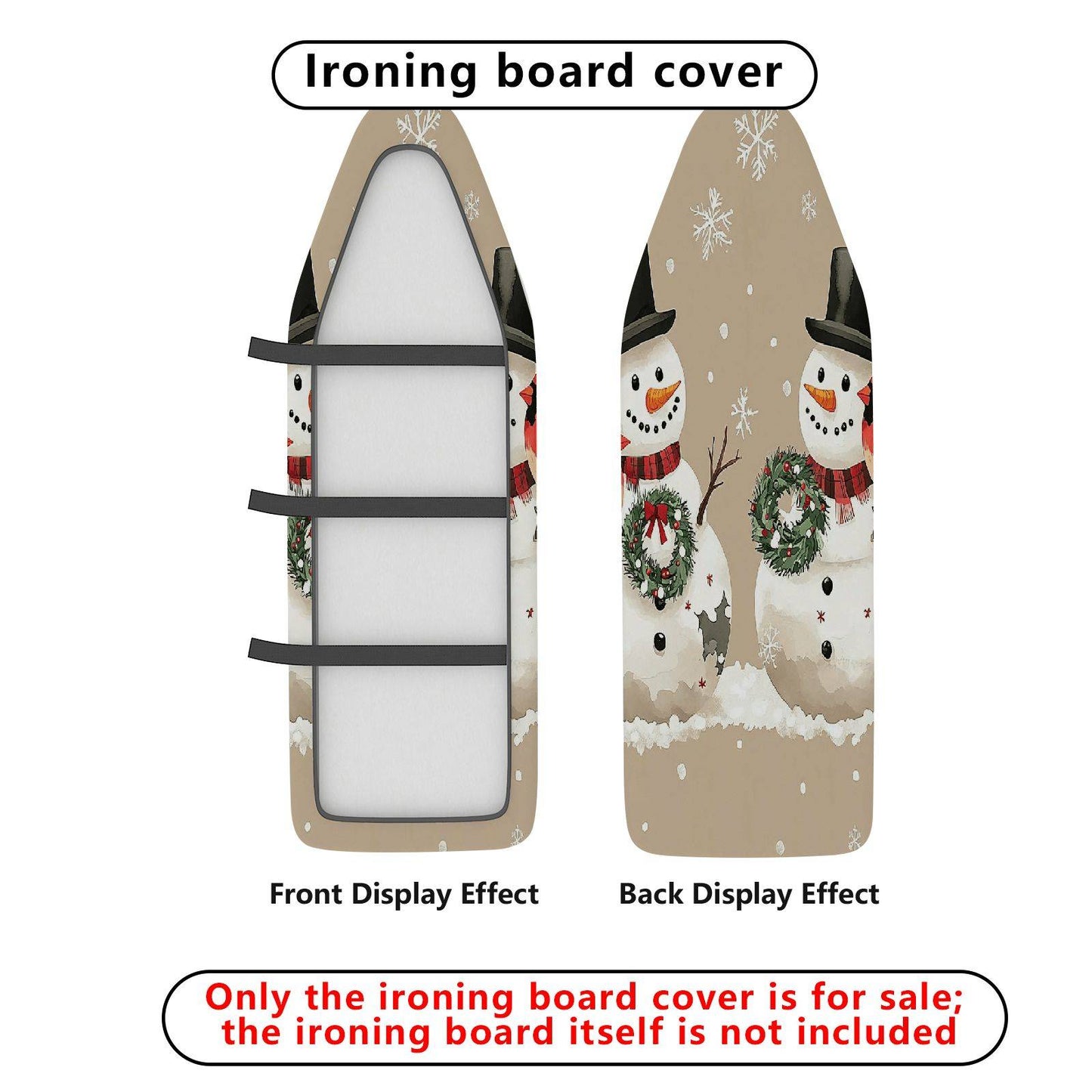 1-Piece Snowman Christmas Festive  Ironing Board Cover, Universal Size, Without Board