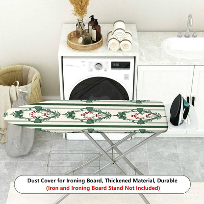 1-Piece Christmas Green Bow Stripe  Ironing Board Cover, Universal Size, Without Board