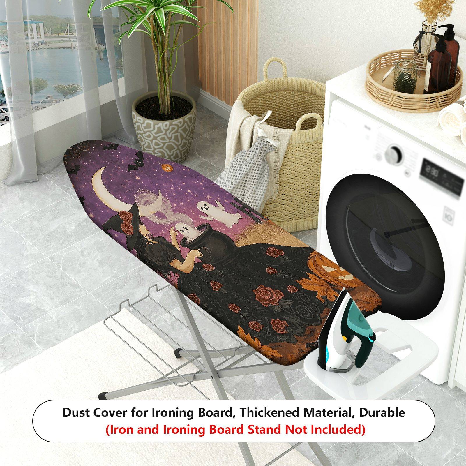 1-Piece Witch Moon Ghost  Ironing Board Cover, Universal Size, Without Board