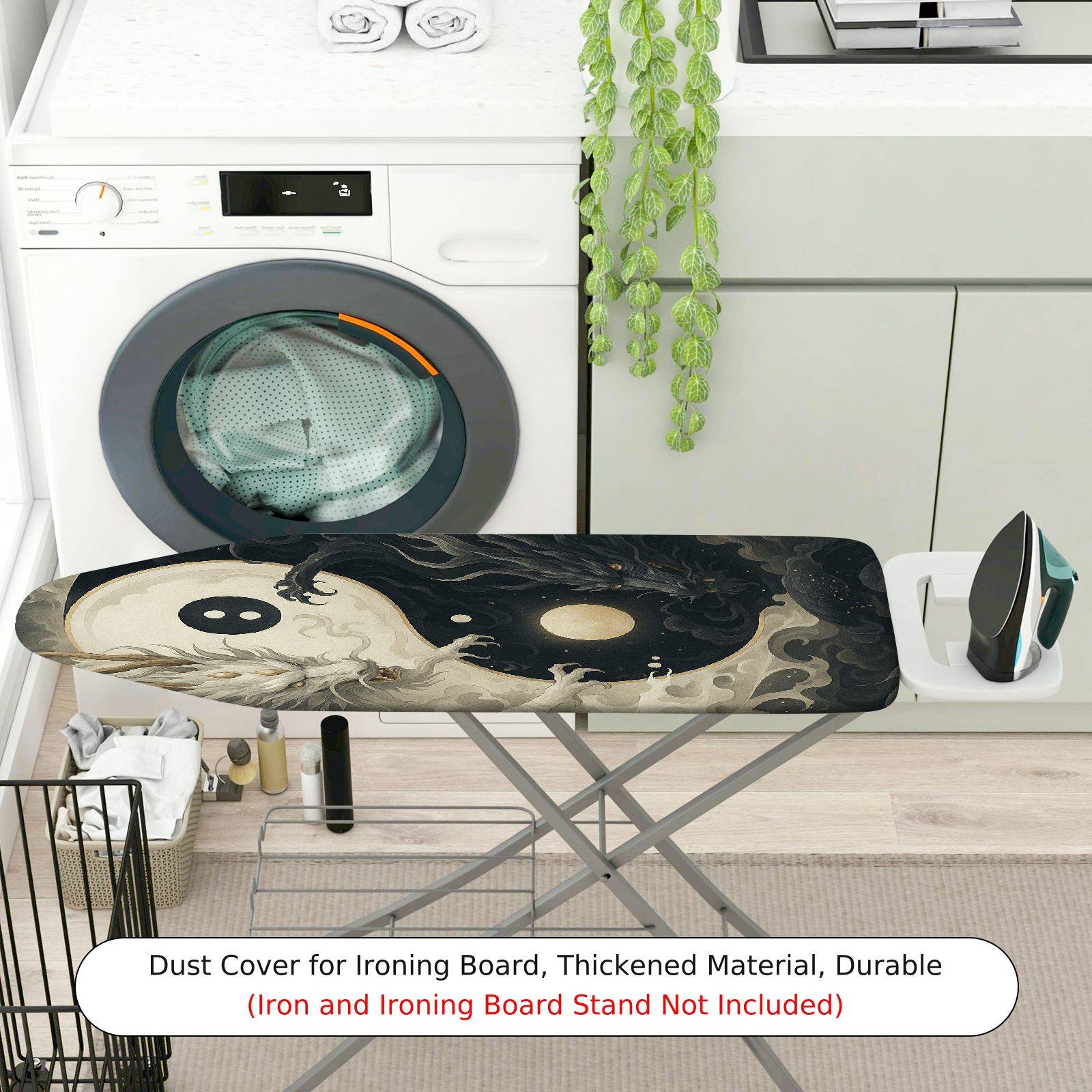 1-Piece Yin Yang Dragon Black  Ironing Board Cover, Universal Size, Without Board