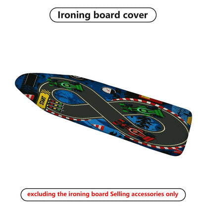 1-Piece Racecar Blue Track Fun  Ironing Board Cover, Universal Size, Without Board