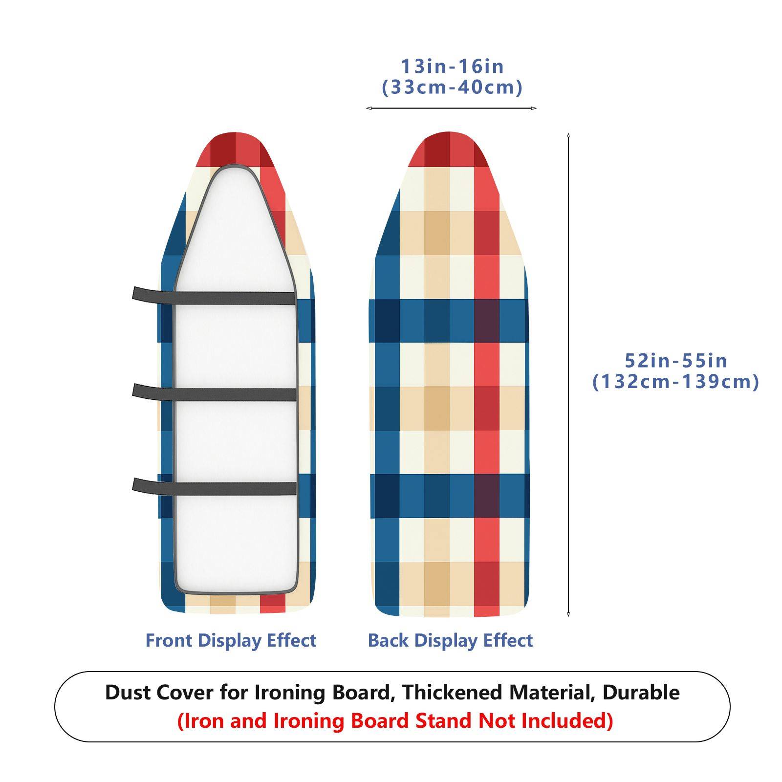 1-Piece Plaid Checkered Colorful  Ironing Board Cover, Universal Size, Without Board