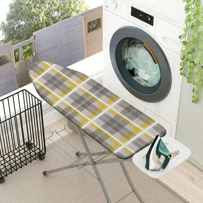 1-Piece Plaid Yellow Gray  Ironing Board Cover, Universal Size, Without Board