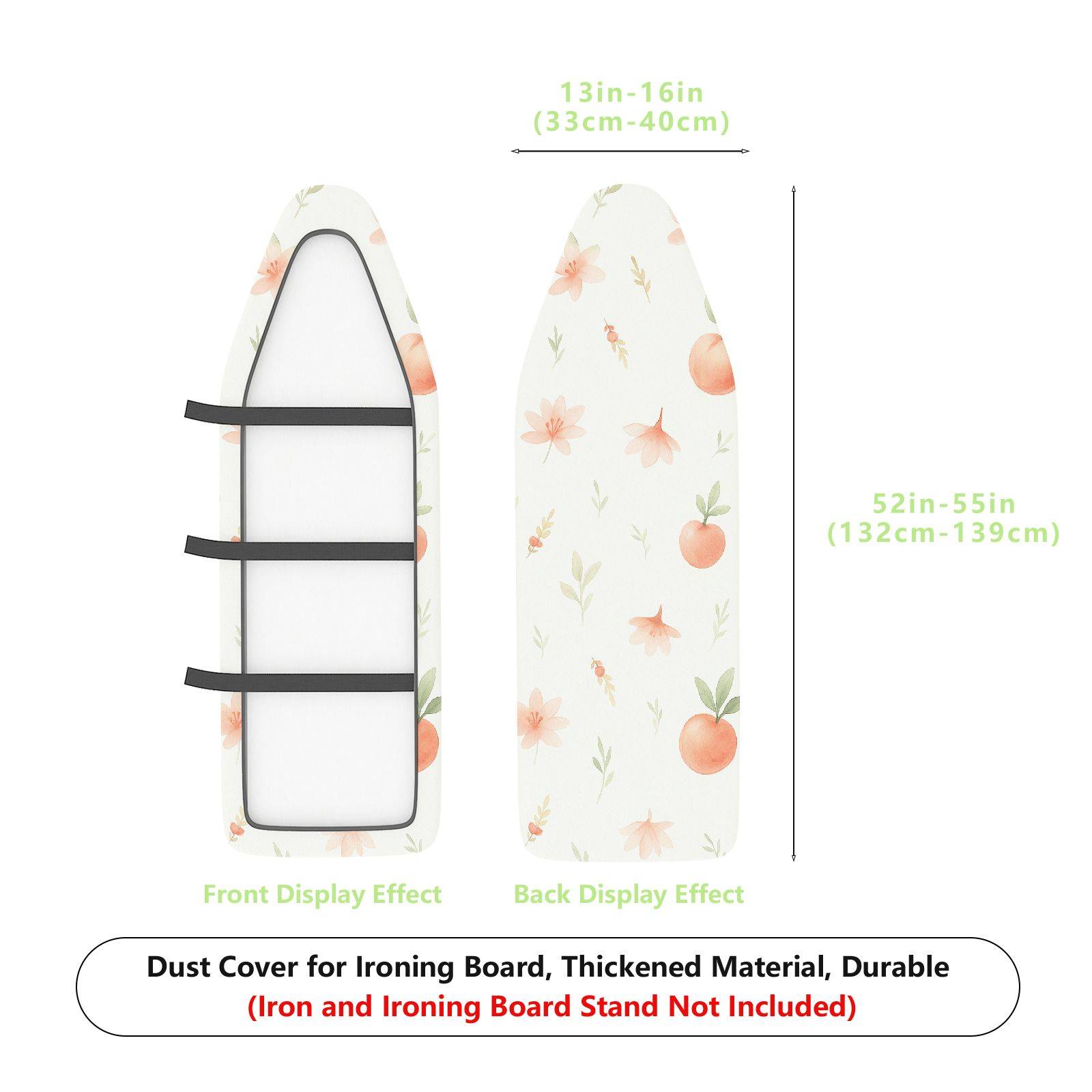 1-Piece Floral Fruit Pattern Peach  Ironing Board Cover, Universal Size, Without Board