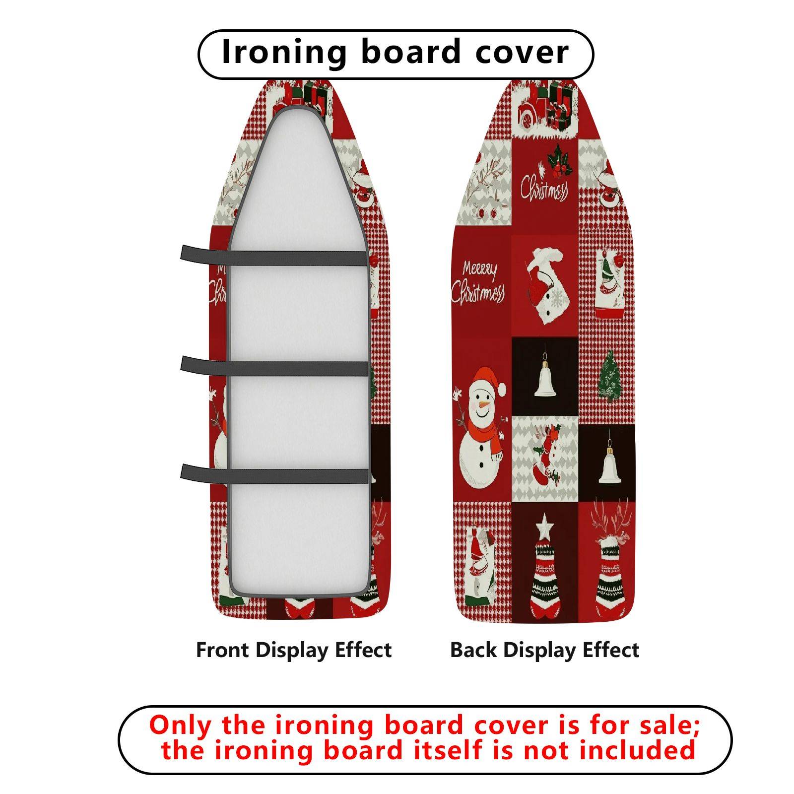 1-Piece Christmas Santa Bell  Ironing Board Cover, Universal Size, Without Board