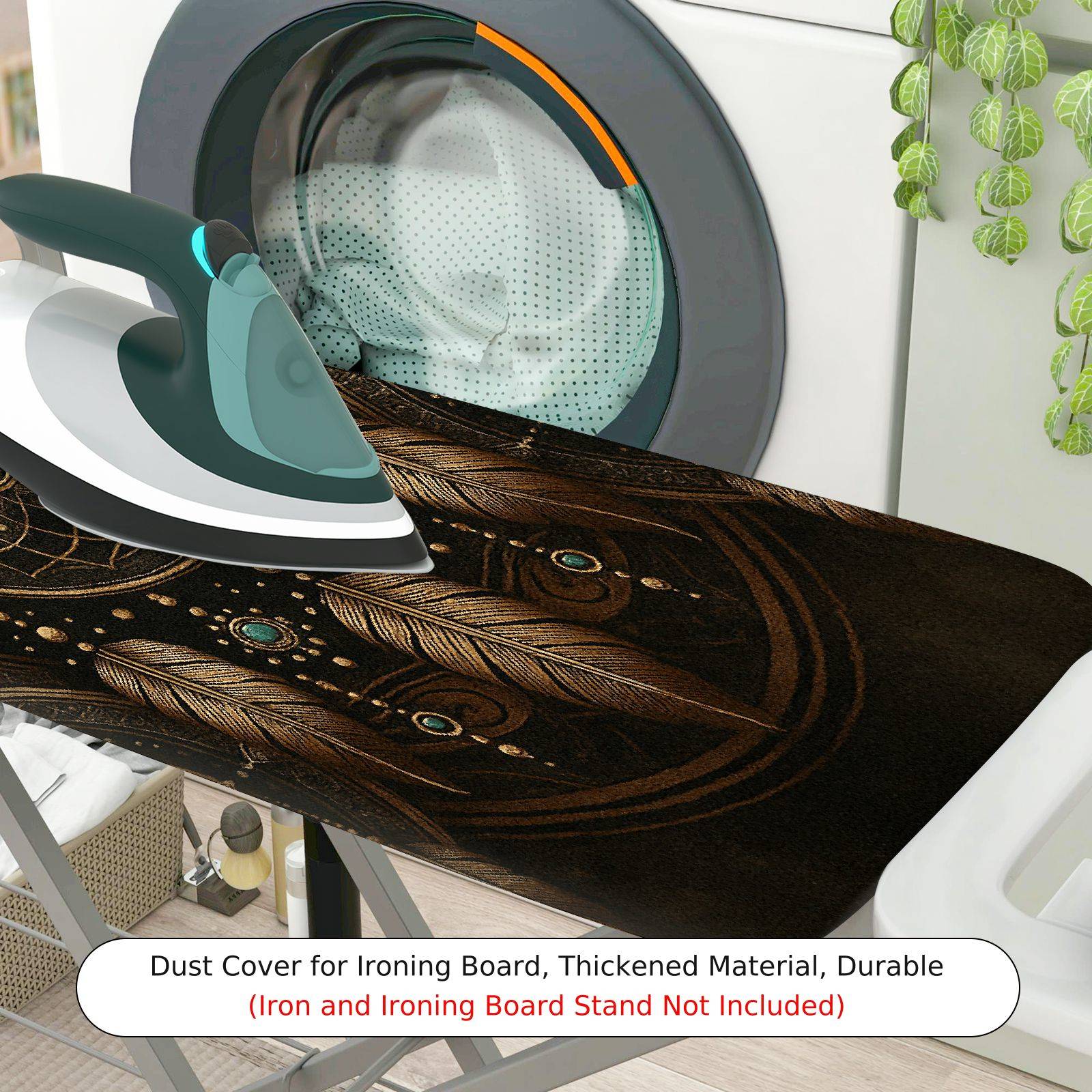 1-Piece Mandala Feather Geometric  Ironing Board Cover, Universal Size, Without Board