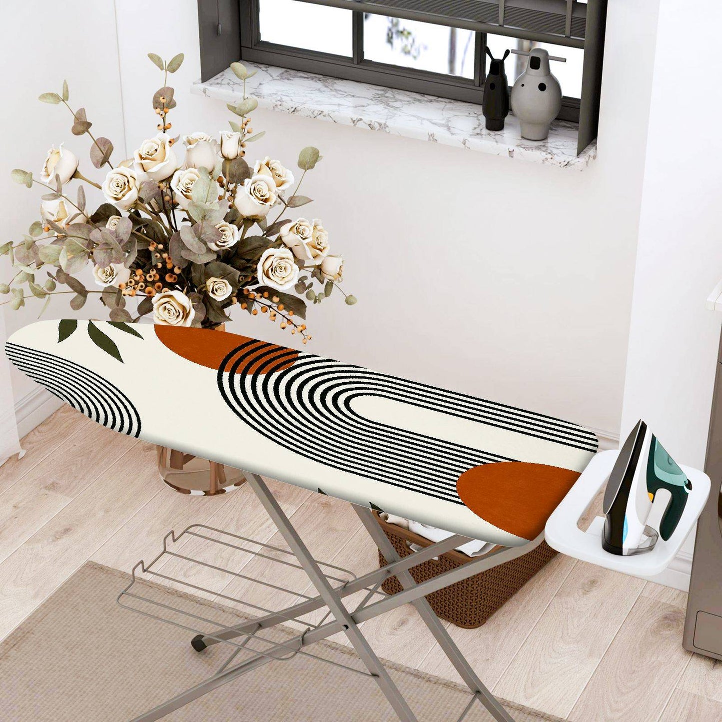 1-Piece Abstract Geometric Minimalist Art  Ironing Board Cover, Universal Size, Without Board