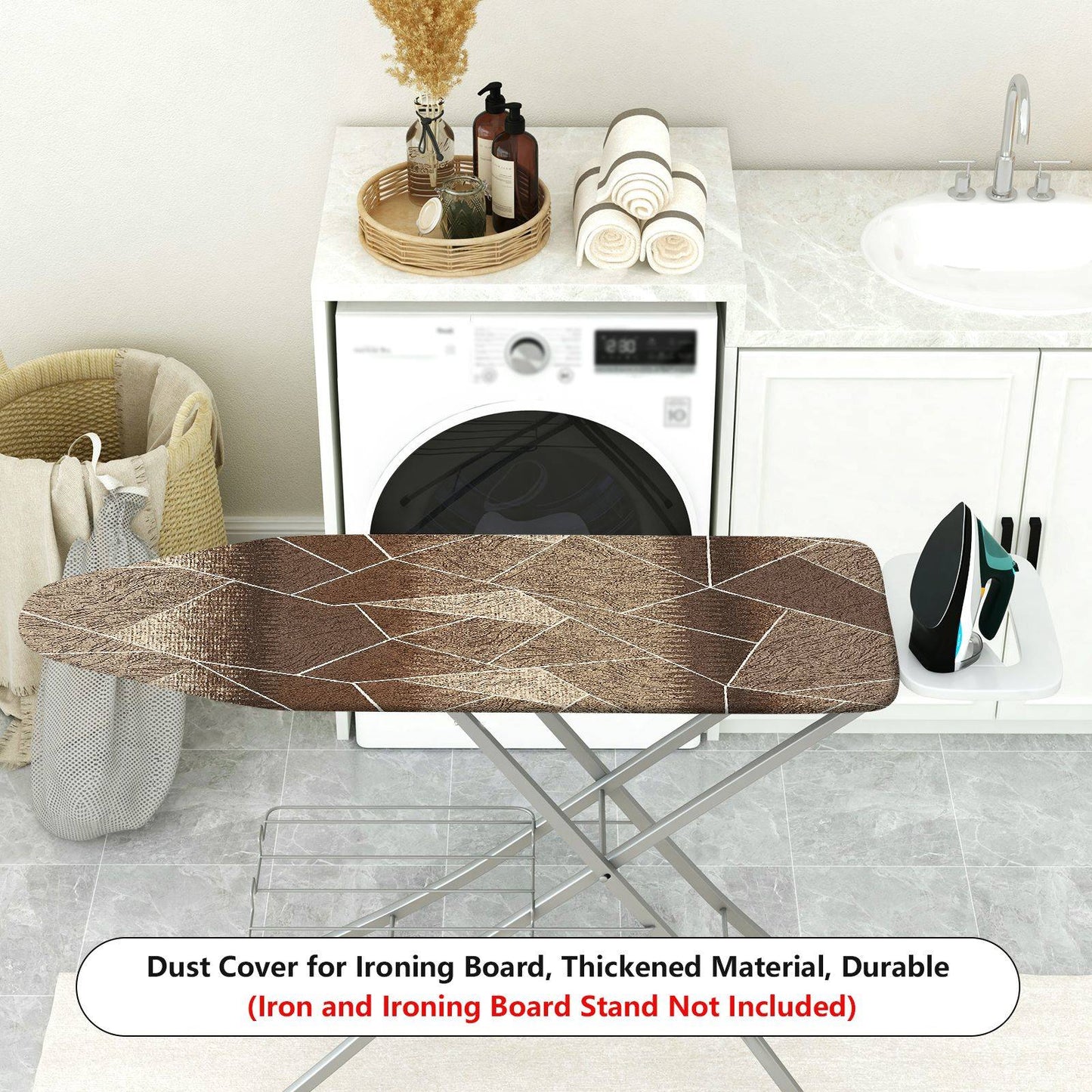 1-Piece Abstract Brown Geometric Pattern  Ironing Board Cover, Universal Size, Without Board