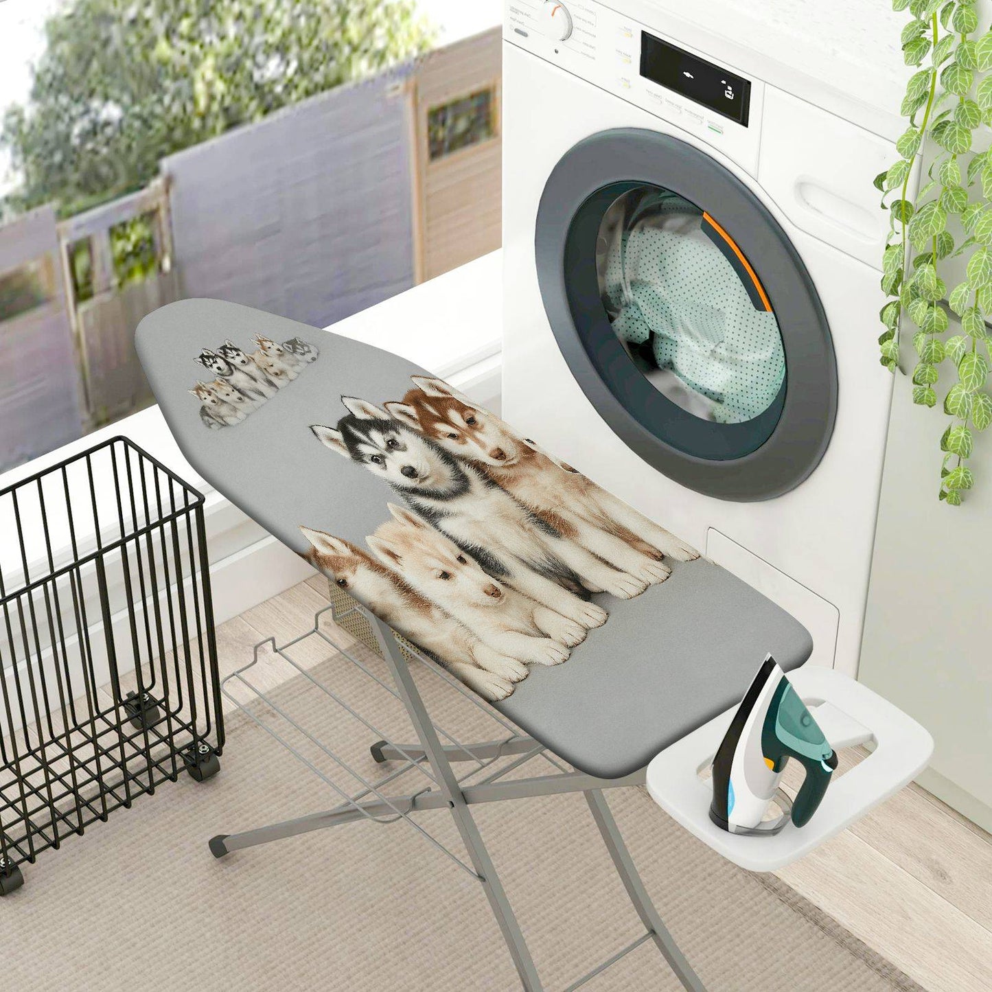 1-Piece Dog Pattern Cute Animal Grey  Ironing Board Cover, Universal Size, Without Board
