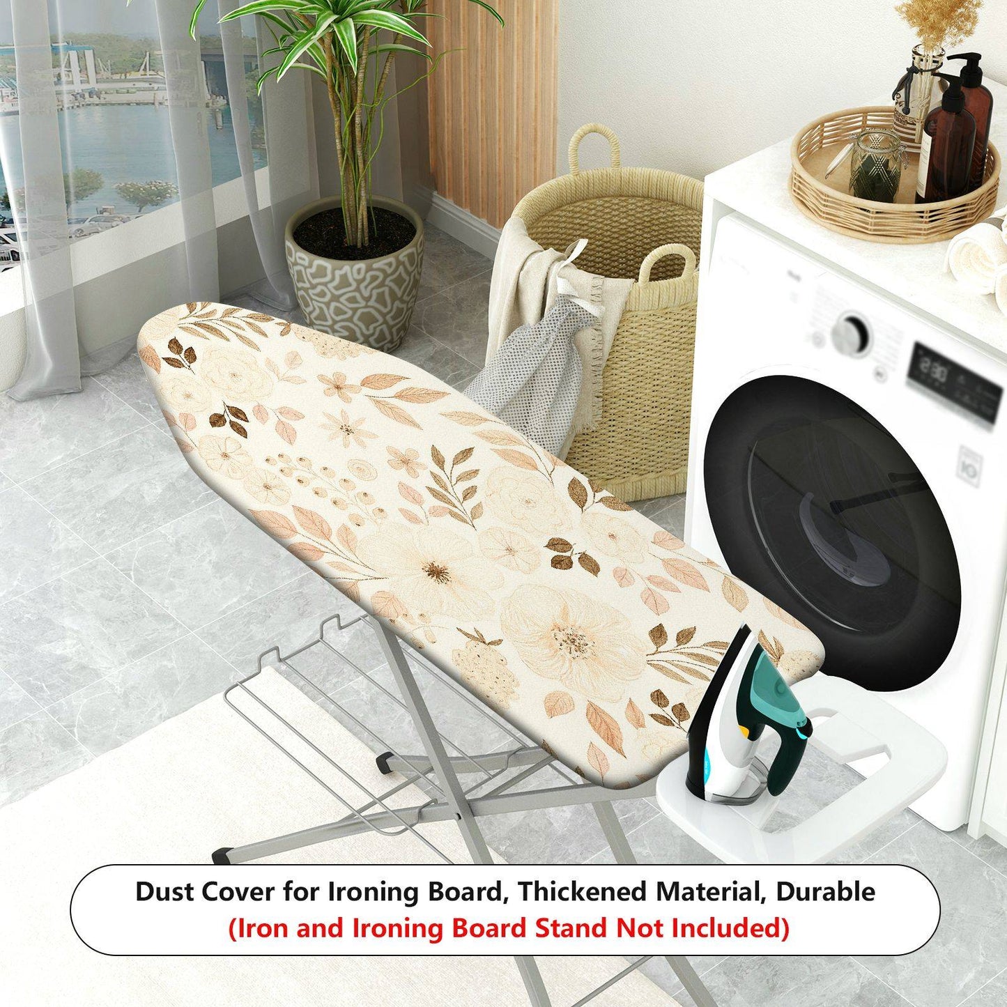 1-Piece Floral Beige Elegant  Ironing Board Cover, Universal Size, Without Board