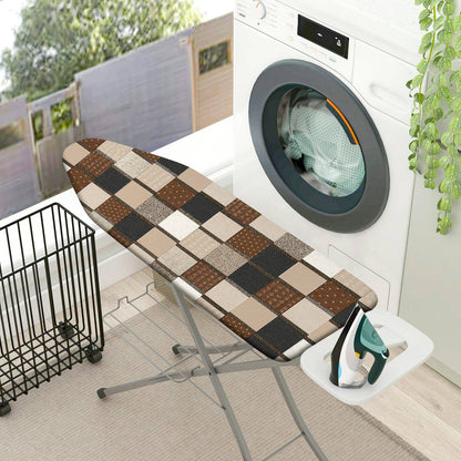 1-Piece Checkered Brown Black Beige  Ironing Board Cover, Universal Size, Without Board